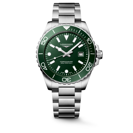 Longines Hydroconquest 42 MM Quartz SS Green Sandblasted Dial Watch L37694066