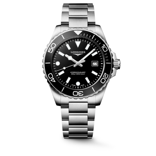 Longines Hydroconquest 42 MM Quartz SS Black Sandblasted Dial Watch L37694566