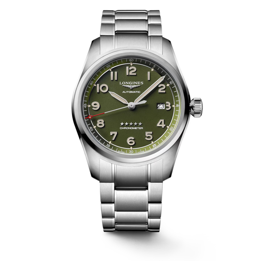 Longines Spirit Automatic 42 MM Full Steel Green Matt Dial Watch L38114036