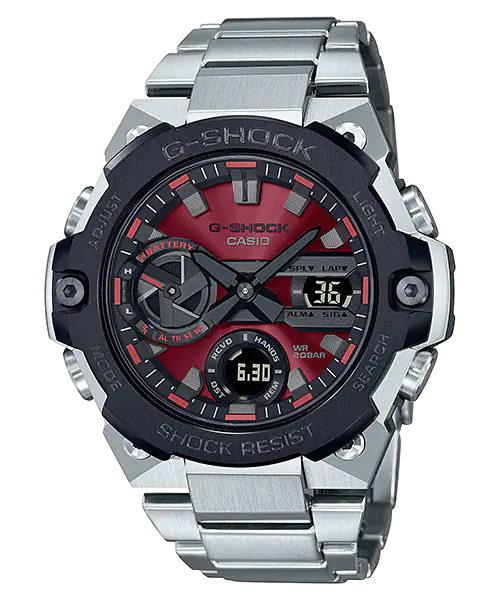 Casio G-shock G-Steel Stainless Steel Solar Fire Red Watch - GST-B400AD-1A4