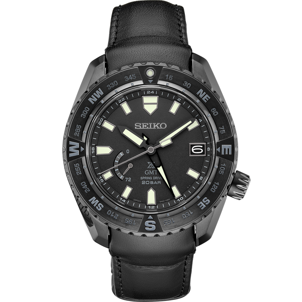Seiko Prospex Titanium 44.8 MM Spring Drive GMT Black IP Watch - SNR027J1