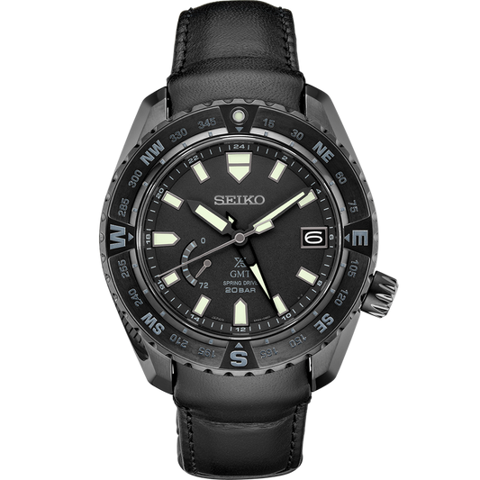 Seiko Prospex Titanium 44.8 MM Spring Drive GMT Black IP Watch - SNR027J1