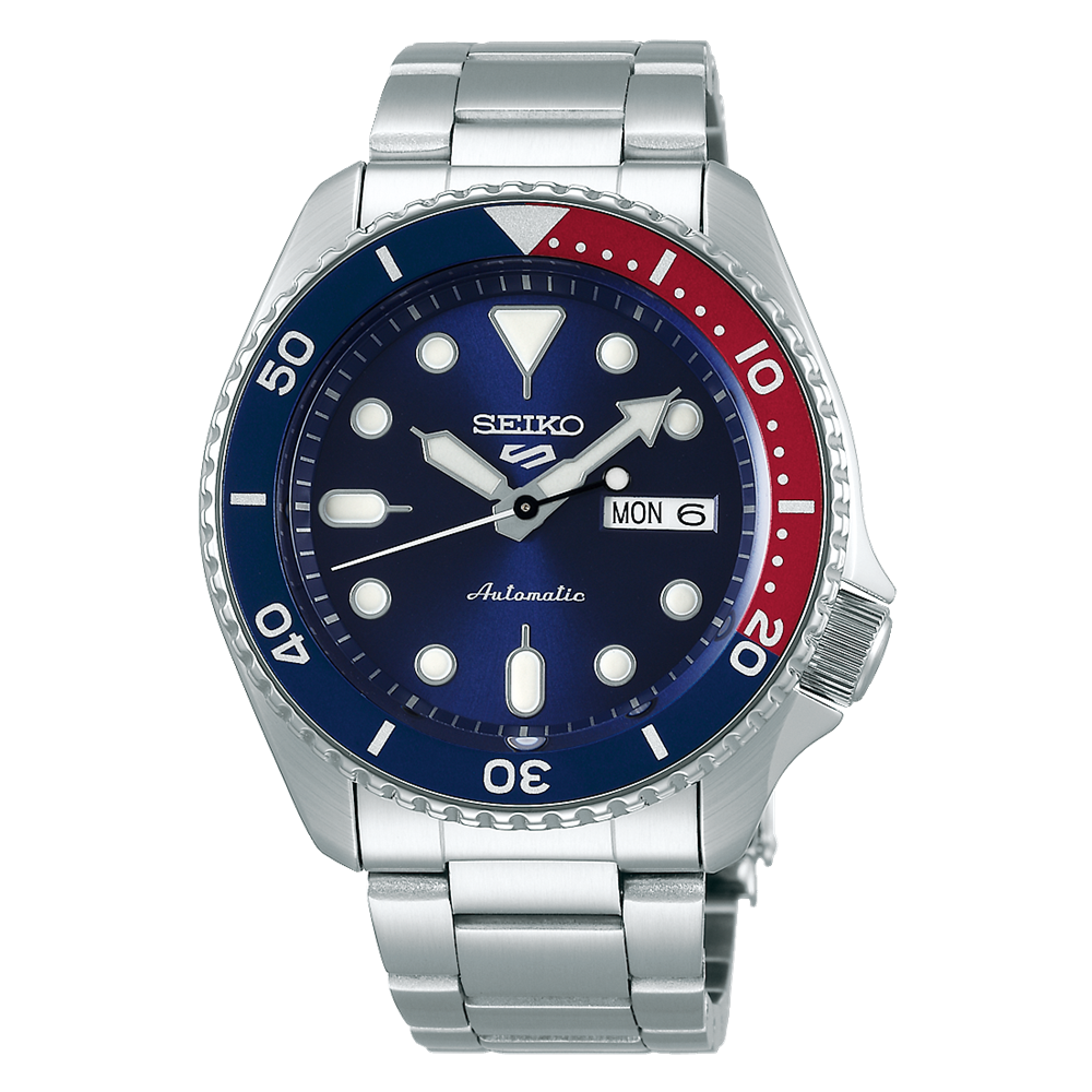 Seiko 5 Sports Full Stainless Steel Pepsi Bezel 42.5mm Automatic Watch SRPD53K1