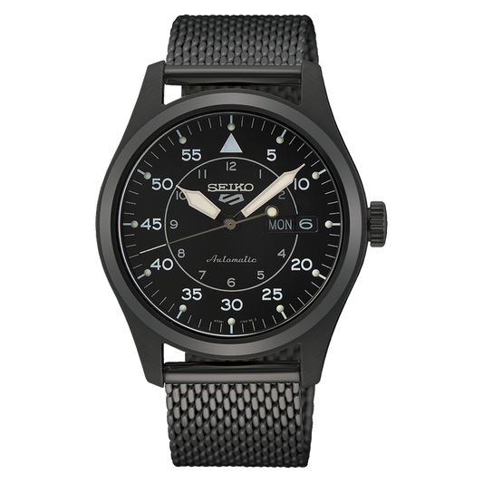 Seiko 5 Sports 39.4 MM Automatic Mesh Strap Black IP SS Watch - SRPH25K1