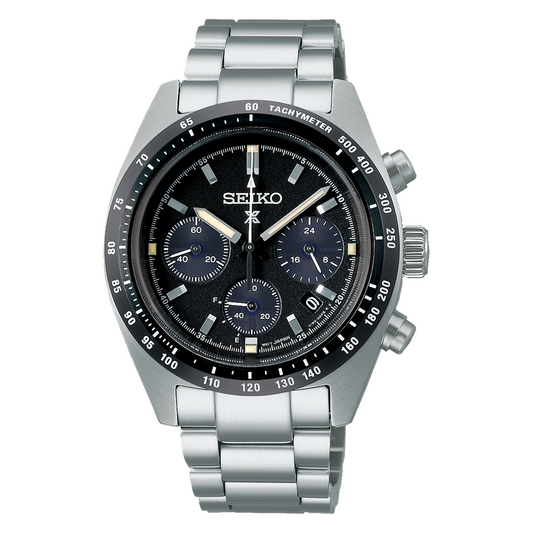 Seiko Prospex Chronograph Speedtimer Solar 39 MM Black Dial SS Watch SSC819P1