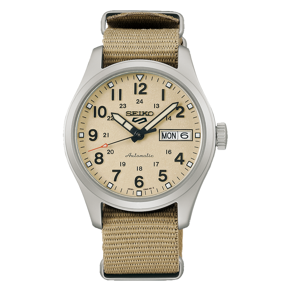 Seiko 5 Sports Field Sports Style Automatic 36.4 MM Beige Watch - SRPJ83K1