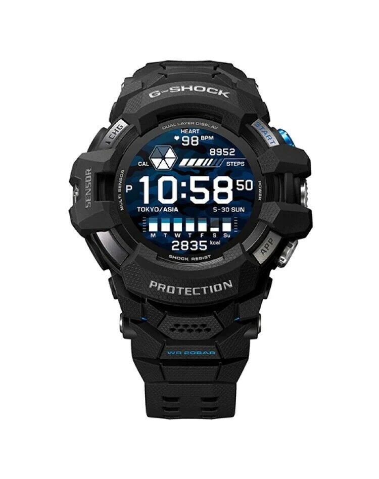 Casio G-Shock G-Squad Pro Black Resin Blue Accents Smartwatch - GSW-H1000-1