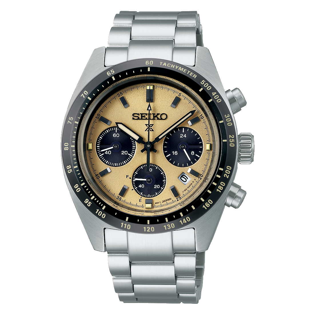 Seiko Prospex Chronograph Speedtimer Solar 39 MM Gold Dial SS Watch SSC817P1