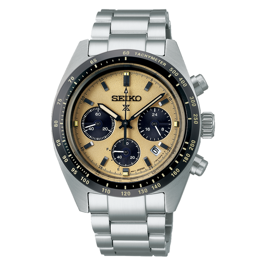 Seiko Prospex Chronograph Speedtimer Solar 39 MM Gold Dial SS Watch SSC817P1