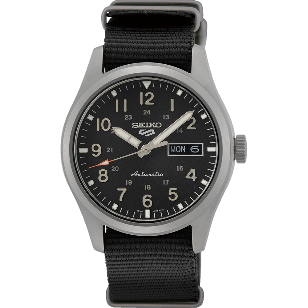 Seiko 5 Sports 39.4 MM Day-Date Automatic SS Black Nylon Band Watch - SRPG37K1