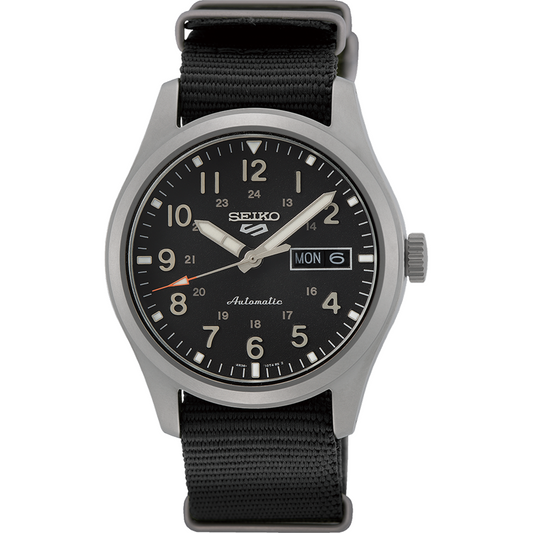 Seiko 5 Sports 39.4 MM Day-Date Automatic SS Black Nylon Band Watch - SRPG37K1