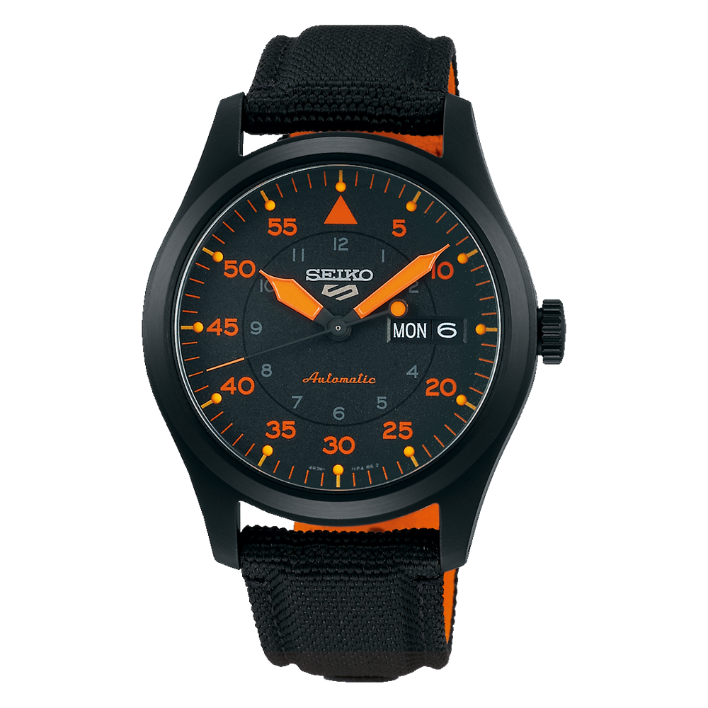 Seiko 5 Sports 39.4 MM Automatic Military Flieger Black IP SS Watch SRPH33K1