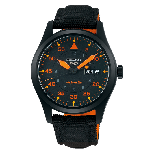Seiko 5 Sports 39.4 MM Automatic Military Flieger Black IP SS Watch SRPH33K1