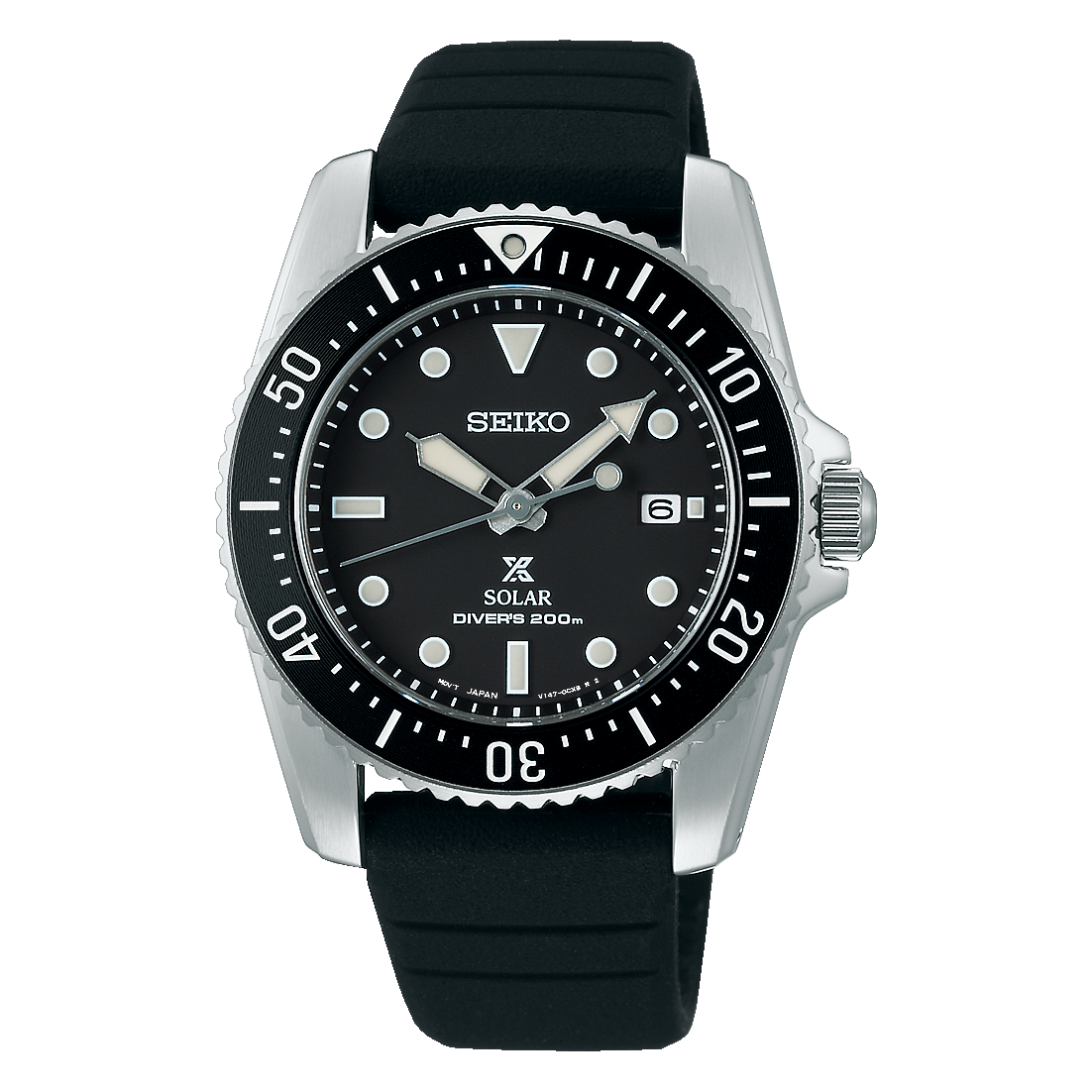 Seiko Prospex Compact Solar Diver 38.5 MM SS Black Dial Watch SNE573P1