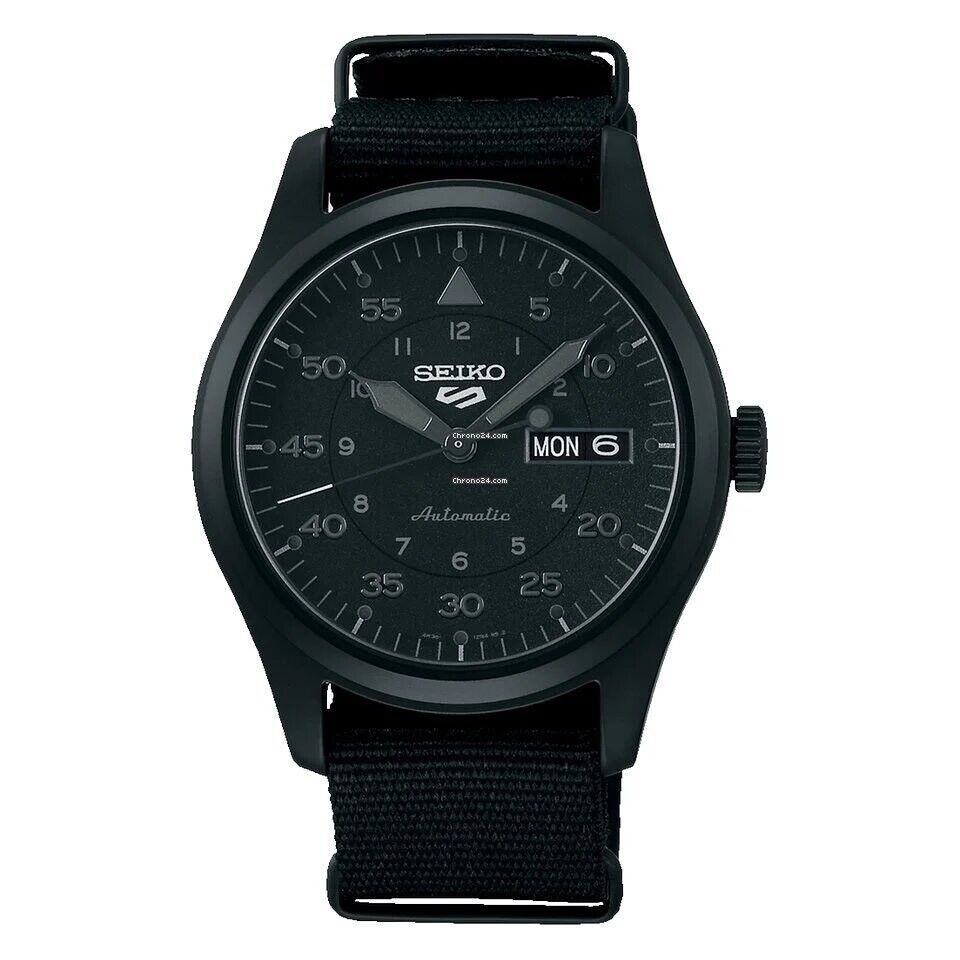 Seiko 5 Sports Stealth Black Nylon Band 39.4 MM Automatic Watch - SRPJ11K1