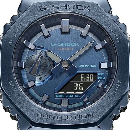 Casio G-Shock Metal Covered Digital Analog Resin Band Blue Watch - GM-2100N-2