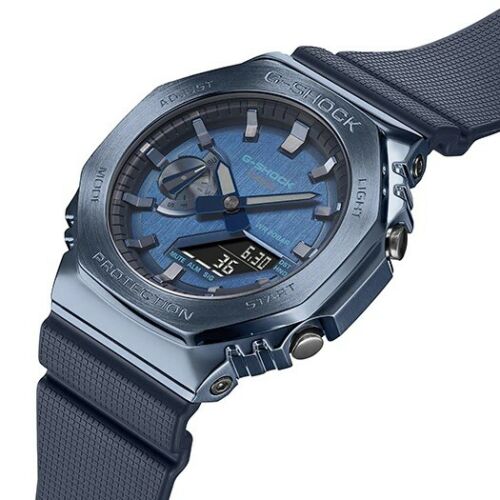 Casio G-Shock Metal Covered Digital Analog Resin Band Blue Watch - GM-2100N-2