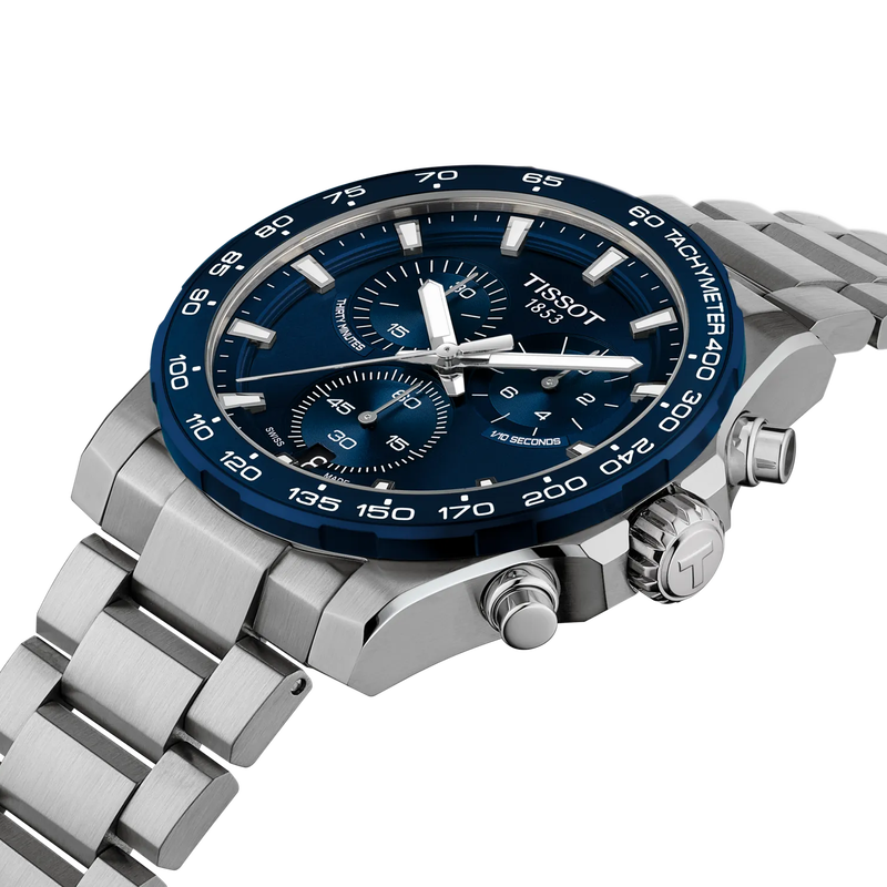 Tissot Supersport Chrono 42mm T125.417.11.041.00 blue dial close-up detail