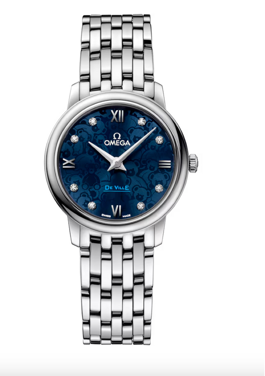 Omega De Ville Prestige 27.4 MM Steel On Steel Blue Dial Watch 424.10.27.60.53.003