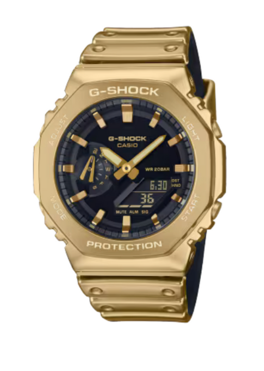Casio G-Shock G Steel Monochromatic Gold Quartz Black Dial Watch GM-2100YMG-9ADR