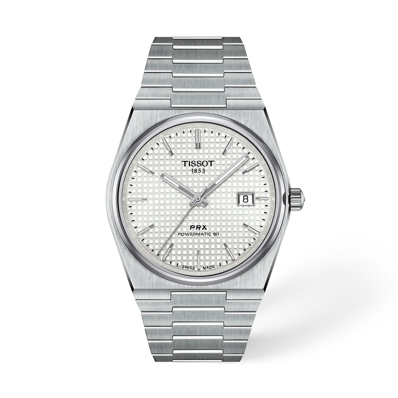 Tissot PRX Powermatic 80 40mm T137.407.11.111.00 white mother-of-pearl dial, steel bracelet, front view