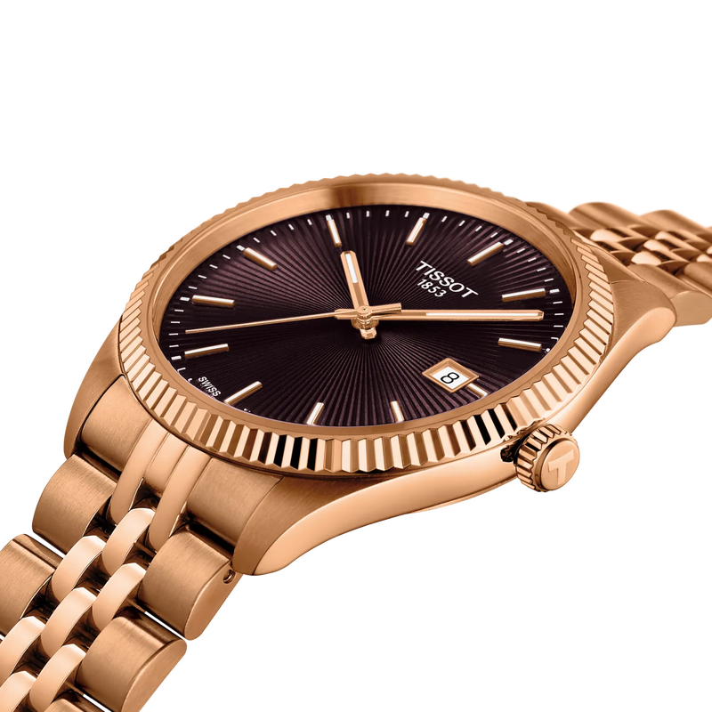 Tissot Ballade 40 mm T156.410.33.371.00 dial and fluted bezel detail