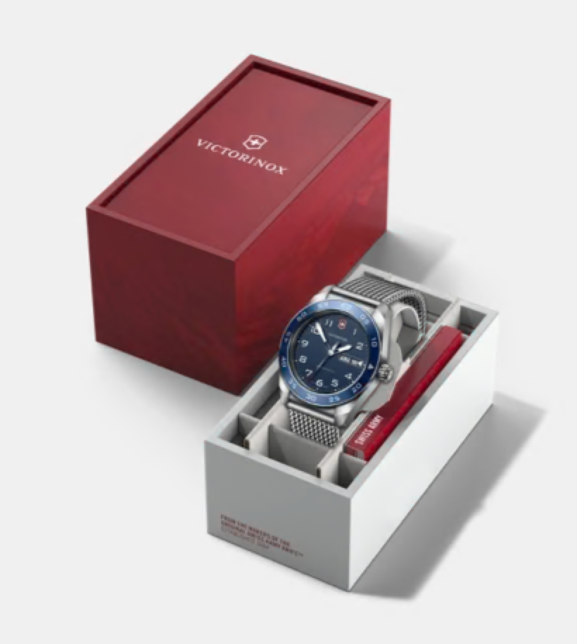 Victorinox Swiss Army Quartz 42 MM Stainless Steel Blue Dial Watch 242042