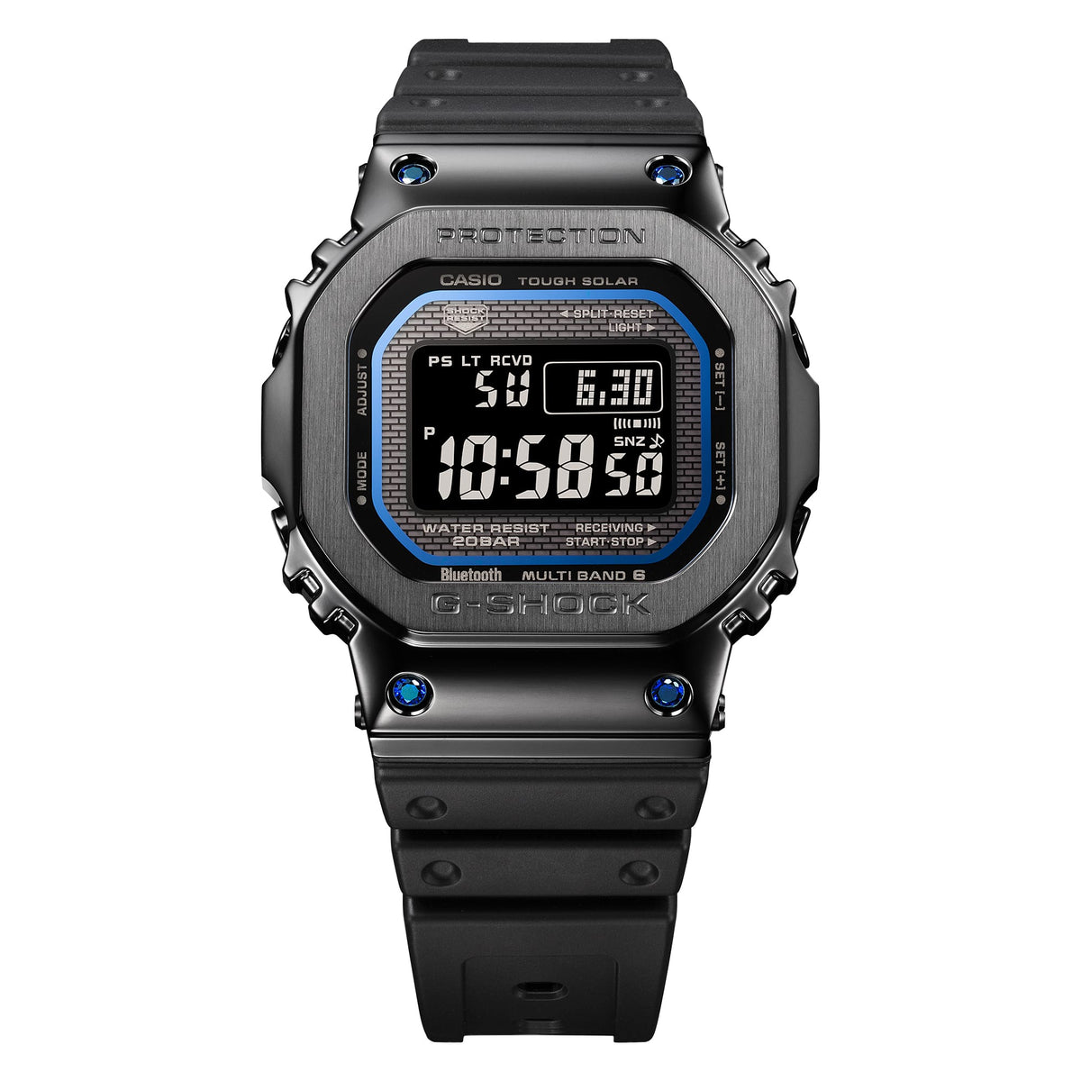 Casio G-Shock GMW-B5000SB-1A2 front view of black IP Full Metal watch