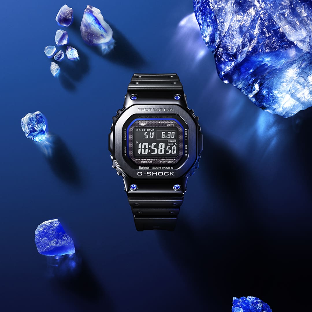 Casio G-Shock GMW-B5000SB-1A2 with blue sapphire bezel accents