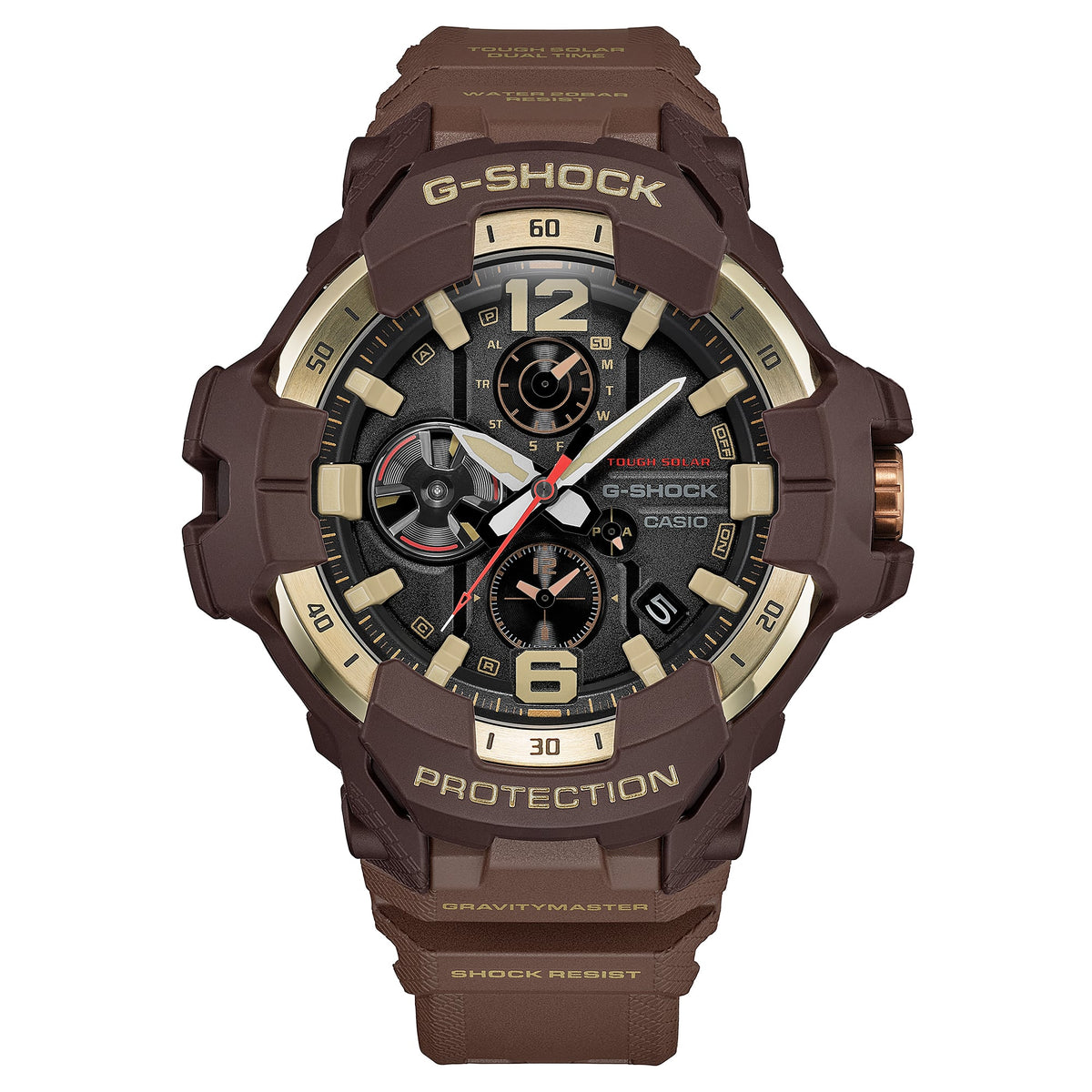 Casio G-Shock Gravitymaster GR-B300H-5A gold ion-plated bezel detail