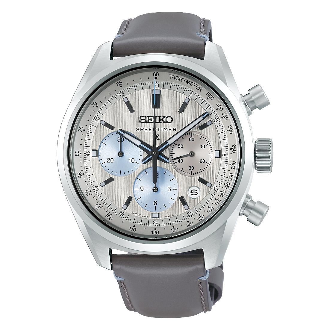 Seiko Prospex Speedtimer 42 MM Automatic Chronograph Silver Dial Leather Strap Watch HBD002J1