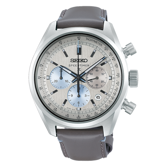 Seiko Prospex Speedtimer 42 MM Automatic Chronograph Silver Dial Leather Strap Watch HBD002J1