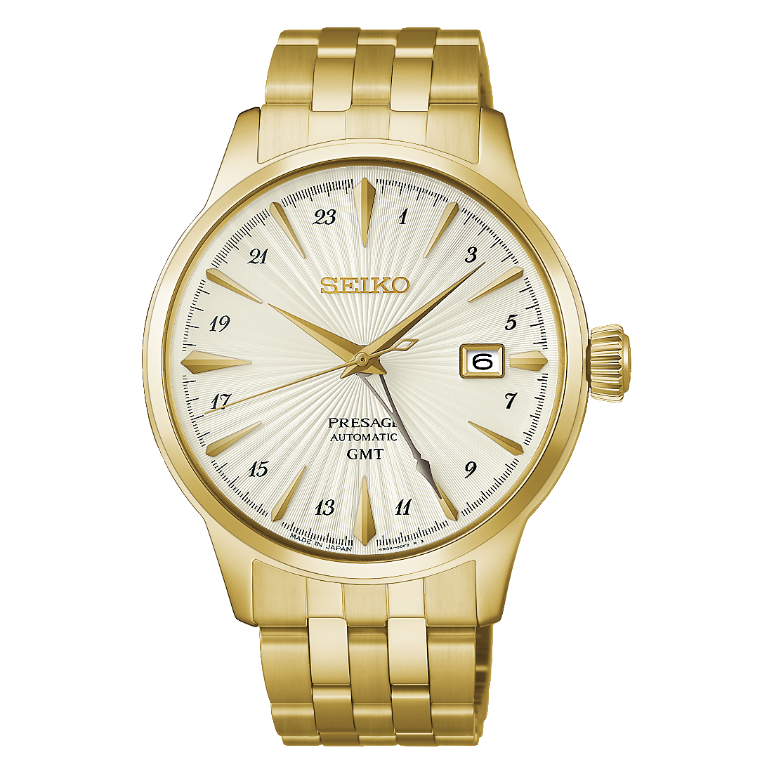 Seiko Presage Cocktail Time GMT HCB004J1 40.5mm champagne dial gold-toned watch