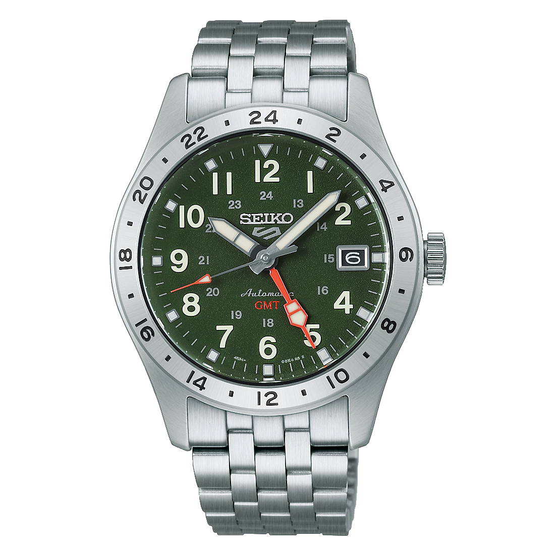 *PRE-ORDER* Seiko 5 Sports Field GMT 39.4 MM SS Khaki Green Dial Automatic Watch HDB001K1