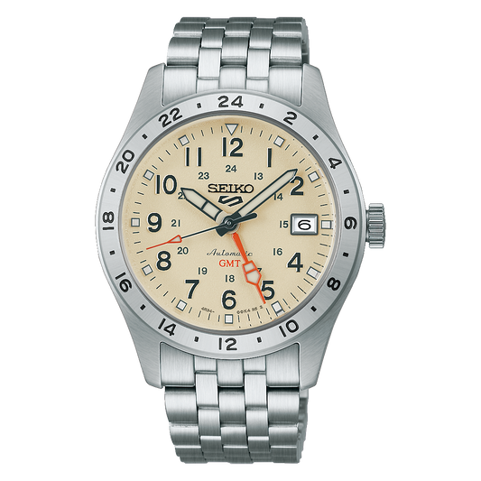 Seiko 5 Sports Field GMT 39.4 MM SS Desert Sand Dial Automatic Watch HDB002K1