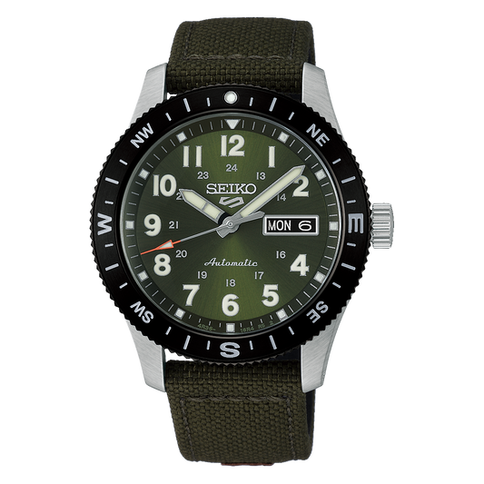 Seiko 5 Sports Field Series 41 MM Automatic SS GMT Green Dial Watch HDB008K1