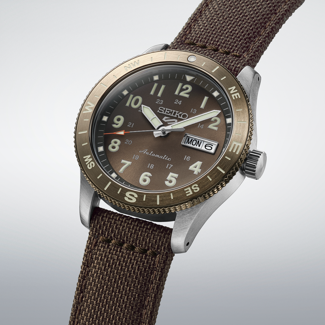 Seiko 5 Sports Field Series 41 MM Automatic Nylon SS Brown Earth Dial Watch HDB009K1