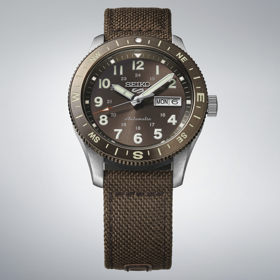 Seiko 5 Sports Field Series 41 MM Automatic Nylon SS Brown Earth Dial Watch HDB009K1