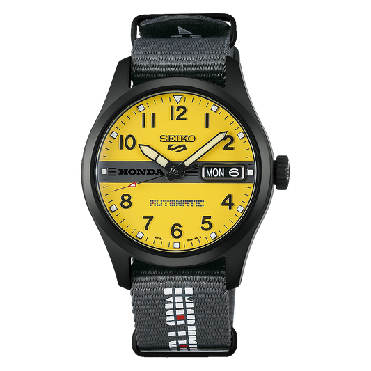 Seiko 5 Sports x Honda Motocompo Limited Edition 36.4 MM SS Automatic Yellow Dial Watch HDB010K1