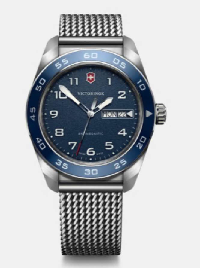 Victorinox Swiss Army Quartz 42 MM Stainless Steel Blue Dial Watch 242042