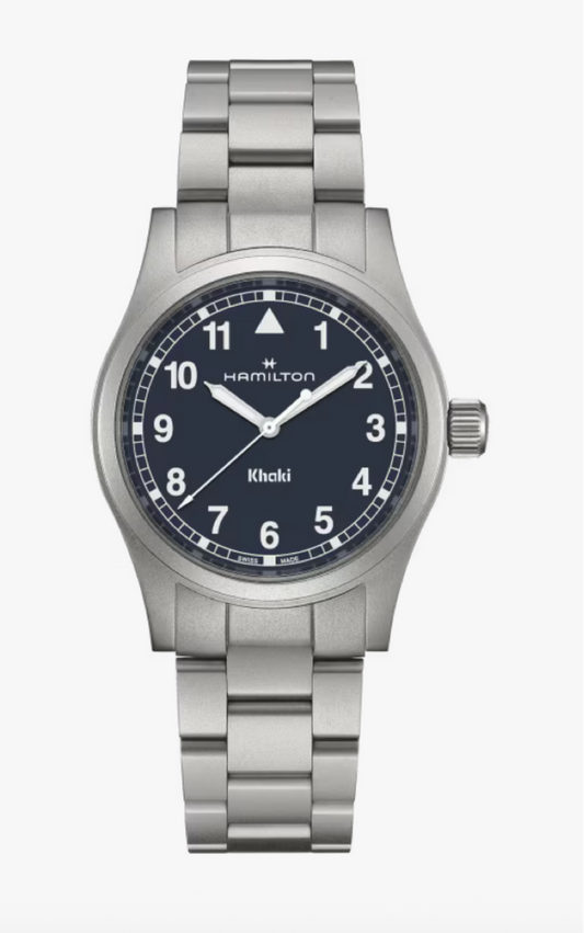 Hamilton Khaki Field Quartz Stainless Steel 38 MM Blue Dial Watch H69401140