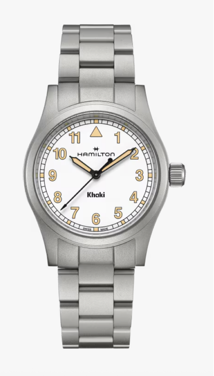 Hamilton Khaki Field Quartz Stainless Steel 38 MM White Dial Watch H69401110