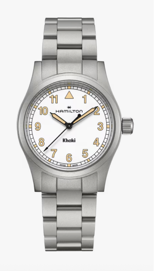 Hamilton Khaki Field Quartz Stainless Steel 38 MM White Dial Watch H69401110