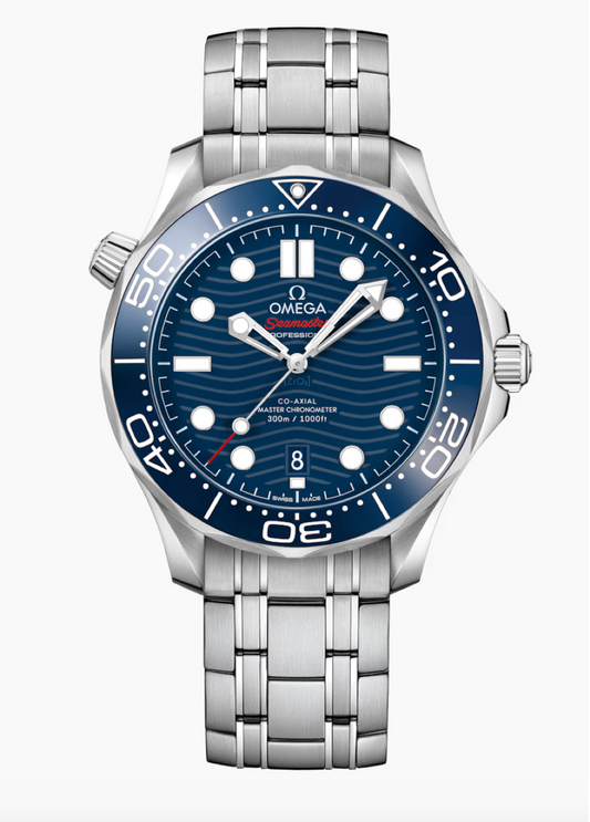 Omega Seamaster Professional Diver 300M 42 MM Steel On Steel Strap Blue Dial Watch 210.30.42.20.03.001