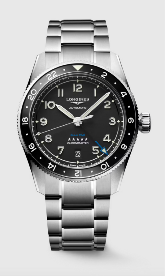 Longines Spirit Zulu Time Chronometer 39 MM Automatic Black Matt Dial Watch L38024536