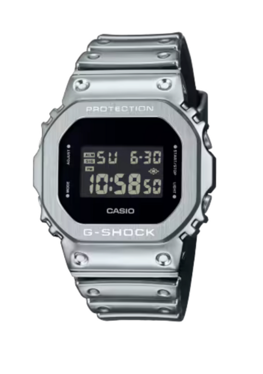Casio G-Shock G-Steel Metal Bezel Silver Dial Watch GM-5600YM-8DR