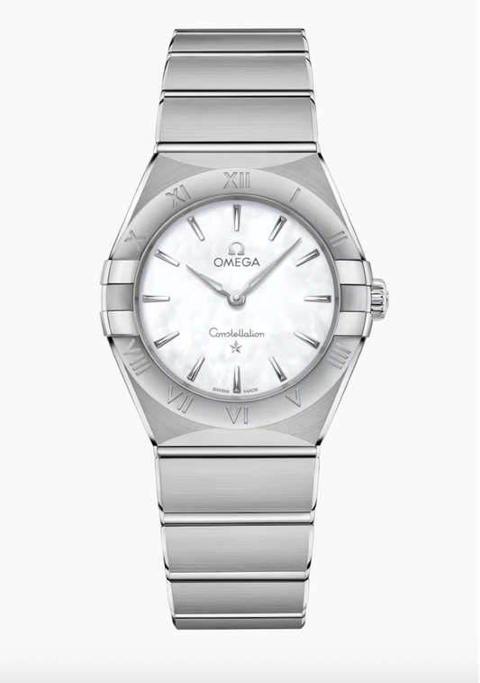 Omega Constellation 28 MM Steel On Steel Quartz White Mother-Of-Pearl Dial Watch 131.10.28.60.05.001
