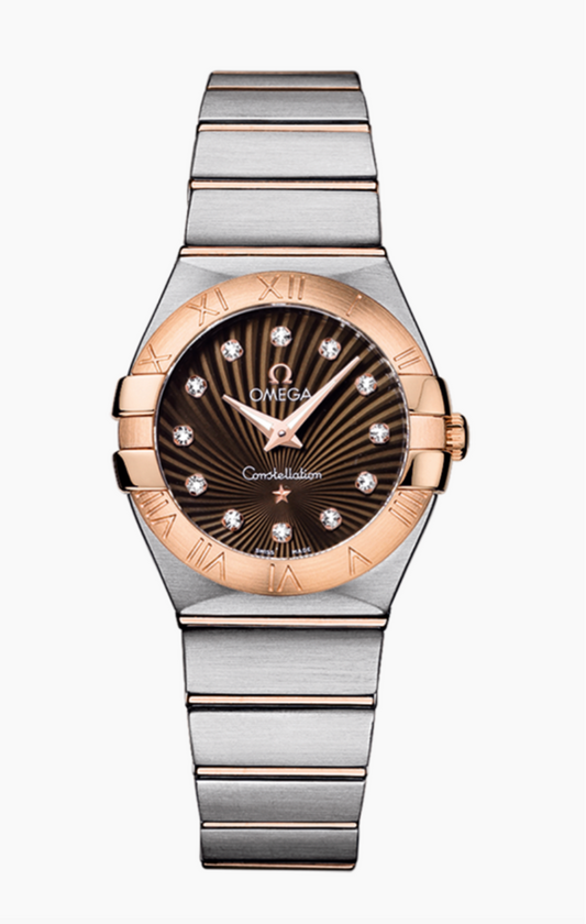 Omega Constellation 27 MM Red Gold On Steel Brown Dial Watch 123.20.27.60.63.001