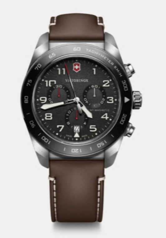 Victorinox Swiss Army Chronograph 42 MM Stainless Steel Black Dial Watch 242046