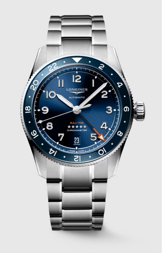 Longines Spirit Zulu Time Automatic 39 MM Full Stainless Steel Blue Dial Watch L38024936